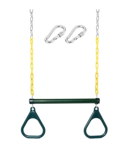 18" Trapeze Swing Bar Rings 48" Heavy Duty Plastic Coated Chains Swing Set Acc. - Picture 1 of 7
