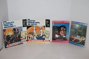 Lot of 4 Doonesbury Comic Cartoon Books G.B. Trudeau You're Smokin Now Mr Butts - Picture 1 of 2