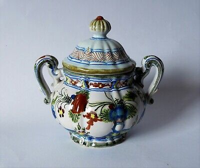 Zuccheriera Antica In Ceramica Di Faenza, Decoro Tradizionale Garofano • 22.83€
