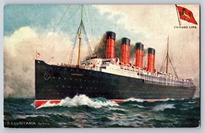 SS LUSITANIA Biesen Oilette Postkarte unbesendet England Cunard Line - Bild 1 von 8
