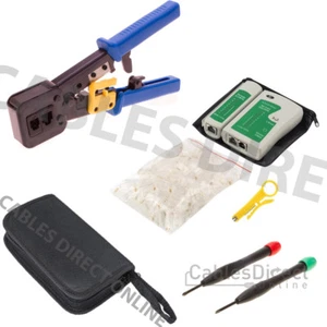 Cat6 Cat5 Quick Connector LAN Network Tool Kit Cable Tester Crimper Set RJ45  - Picture 1 of 7