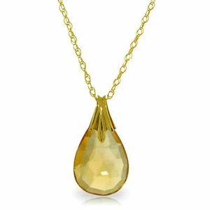 3 Carat 14K Solid Yellow Gold Across The Sun Citrine Necklace Genuine 14"-24" - Picture 1 of 4