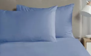2 x Percale Pillow Cases Luxury Super Soft Housewife Pillow Slips Covers Blue - Picture 1 of 2