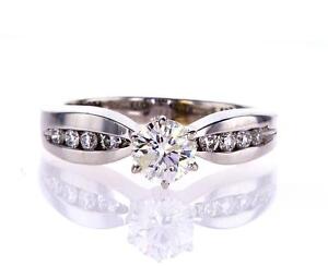 0.86CT Diamond Engagement Ring Natural Round Cut Brilliant 14k White Gold Size 6