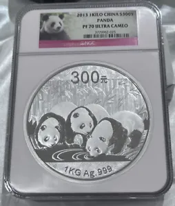 2013 China S300Y 1 kilo Silver Panda Proof PF-70 UC NGC LOC MBX2 - Picture 1 of 10
