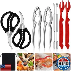 Seafood Tools Set Nut Cracker Tool Set Includes Crab Lobster Crackers, Stainl - Picture 1 of 5