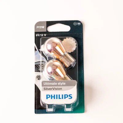 Philips SilverVision Silver Vision PY21W Indicator Car Bulbs 12496SVB2  (Twin) - Image 1 of 3