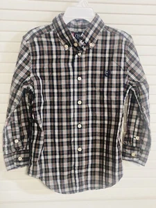 Camisa de vestir con botones Chaps fácil cuidado verde azul a cuadros 4T niños usada en excelente estado - Imagen 1 de 8