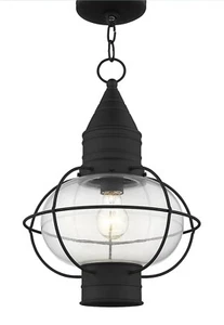 LIVEX LIGHTING 26906-04 Newburyport 1 Light Black Outdoor Pendant Lantern - Picture 1 of 7