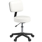 HOMCOM Adjustable Swivel Salon Chair Padded Seat Back 5 Wheels White