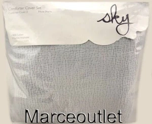 Sky Textured Matelasse FULL / QUEEN Duvet Cover & Pillowshams Set Mineral Gray - Picture 1 of 5