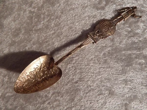 STERLING SILVER FIVE O'CLOCK DEMITASSE NUT SOUVENIR TEASPOON GOLD WASH COLUMBUS - Picture 1 of 5