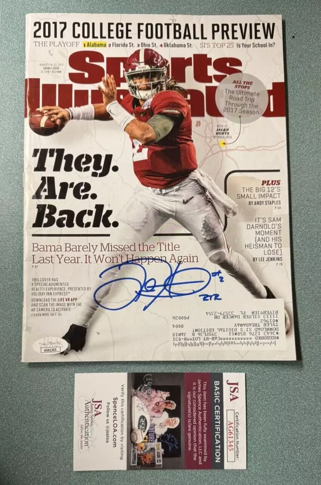 JALEN HURTS EAGLES ALABAMA CRIMSON TIDE SIGNED SI SPORTS ILLUSTRATED 2017 JSA - Image 1 of 1