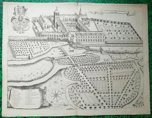 XVII ème - Dépt 18 - Plan Abbaye de Vierzon par Dom Michel Germain 59x45 cm 1694 - Picture 1 of 6