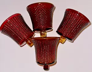 Grazioso set di 4 portacandele votive in vetro amberina vintage portacandele file pannocchia mais - Foto 1 di 8