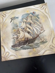 Vintage Boot Keramik Fliese Italien Segelboot Maritim Dekor 8x8 - Bild 1 von 5