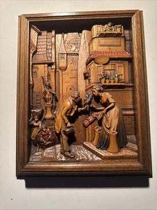 ANRI The Visit Carl Spitzweg Wall Relief Plaque Hanging Vintage 12" x 10" - Picture 1 of 6