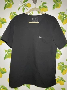 Figs Technical Collection Scrub Top Sz Medium Black Short Sleeve Sure Pockets - Picture 1 of 6