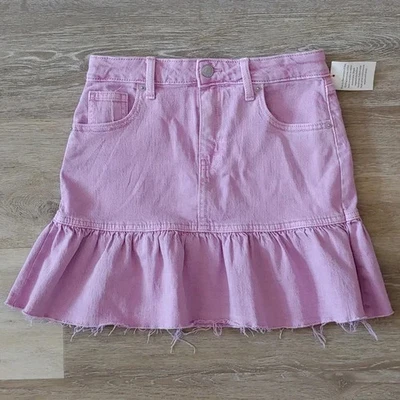 Falda elástica con volantes de mezclilla púrpura talla L (10/12) Cat & Jack para niñas nueva sin etiquetas Foto 1 de 4