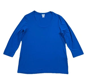 T-shirt Chicos top donna 1 US blu medio scollo a scoop manica 3/4 elasticizzata casual - Foto 1 di 7