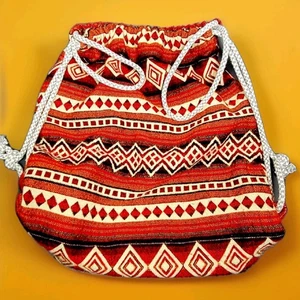 VTG Southwest Aztec Woven Shoulder Bag Satchel Adj Cinch Sac 16" VGC - Picture 1 of 10