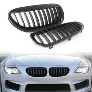 Matte Black 1 Pair Front Kidney Bumper Grille For BMW E63 E64 650i M6 2004-2010 - Picture 1 of 6