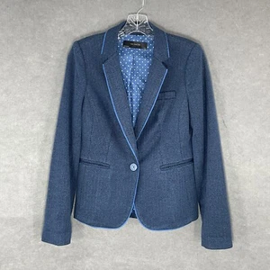 The Limited Blazer Women XS Blue Tweed Classic Polka Dot Lining Pockets Academia - Picture 1 of 13
