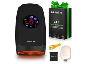 Black Lunix LX7 Touchscreen Electric Hand Massager w/ Compression & Hand Warmer - Picture 1 of 13