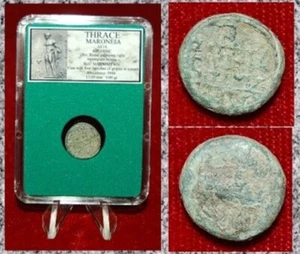 Ancient Greek Coin THRACE MARONEIA Galloping Horse Obverse Grapes On Reverse - Picture 1 of 4