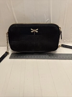 Cartera Bandolera H&M Negra Chequera Tamaño (7”X4”) DBL Cierre de Cremallera Herrajes Dorados Foto 1 de 4