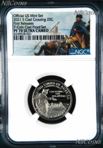 2021 S NGC CLAD PROOF Washington Crossing Delaware Quarter PF70 Ultra Cameo FR - Picture 1 of 2