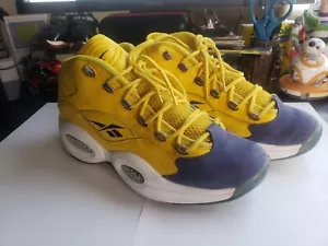 🚨🔥Vintage Reebok Question Iverson All-star Size 12 Nice! Basketball Yellow Mid - Picture 1 of 8