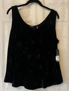 Neu mit Etikett 108 $ Ret. NIC+ZOE Crushed Black Onyx Velvet Sleeveless Top Lined Stretch L - Bild 1 von 6