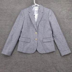 J Crew Blazer Womens 4 Herringbone Wool Blend Schoolboy Blazer Jacket Blue - Picture 1 of 12
