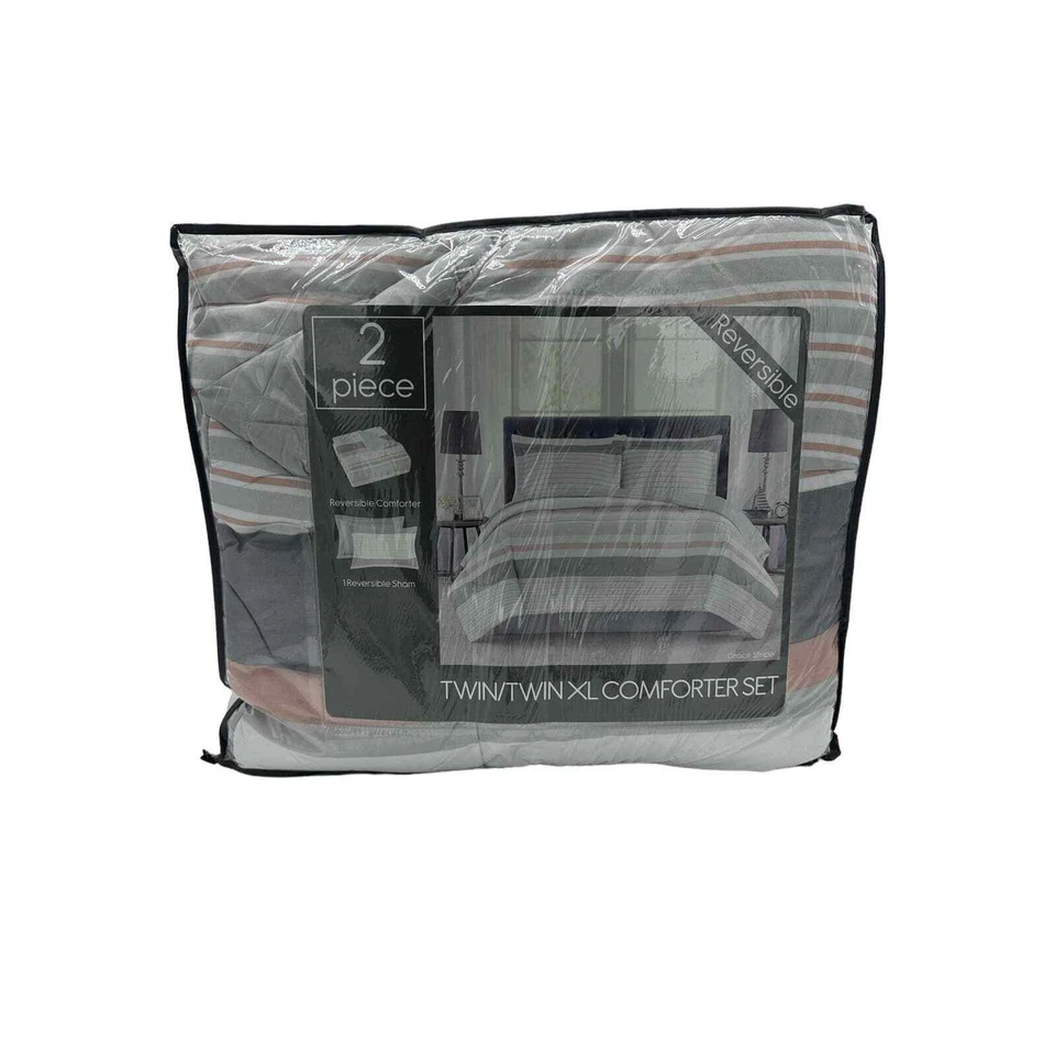 Pem America, Grace 2-Pc. Reversible Stripe Twin Comforter Set MSRP $80.00 - Image 1 of 4