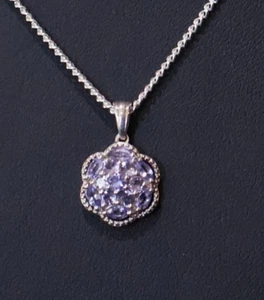 New Sterling Silver and Radiant Amethyst Pendent on 19 1/2" sterling chain - Picture 1 of 7