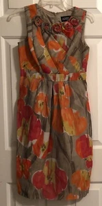Adrianna Papell Kleid Größe 4 orange und grau geblümt ärmellos  - Bild 1 von 6