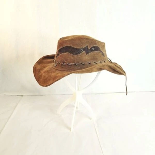 1970s Retro Cowboy Hat Western Vintage Genuine Leather Handcrafted Bullhide Sz L - Image 1 of 4