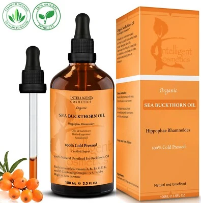INTELLIGENT COSMETICS™ SEA BUCKTHORN OIL 100% Cold Pressed Organic Vegan, Food Grade, Pure & Virgin
