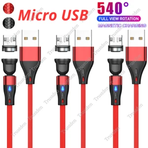 Magnetic USB Fast Charger Cable 540°Rotate Adapter Data Cord For Samsung Android - Picture 1 of 13