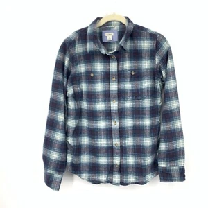 LL Bean Women Size Small Shirt Button Down Top Blue Purple Cotton Flannel Plaid - Picture 1 of 8