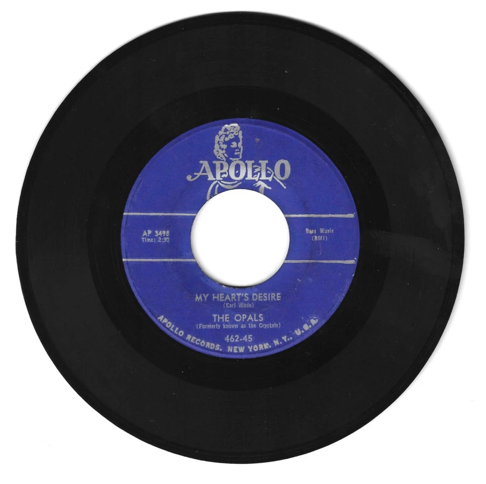 DOO WOP 45 THE OPALS MY HEART'S DESIRE ON APOLLO  VG  2ND PRESS LABEL ERROR - Image 1 of 1
