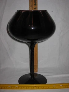 AMETHYST RIBBED OPTIC GLASS DECORATIVE SNIFTER, X-LARGE 12" ITALY, EMPOLI? VTG - Picture 1 of 11