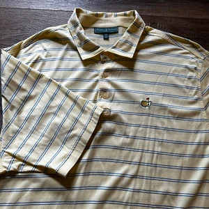 Masters Collection Polo Shirt Mens 2XL Yellow Striped Short Sleeve Pima Cotton - Picture 1 of 9