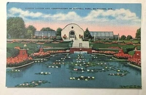 Sunken Garden Conservatory, Milwaukee, Wisconsin WI - Postal de lino - Floral - Imagen 1 de 2