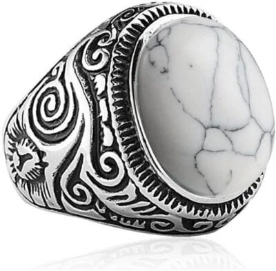 Stainless Steel Retro Tiger Eye Stone Ring,Black Onyx Oval More Color Stone Ring - Image 1 of 4