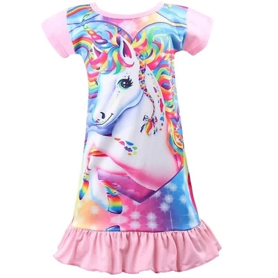 Camisón 4T Arco Iris para Niña Camisón Princesa Vestidos Unicornio Estampado Fiesta Foto 1 de 4