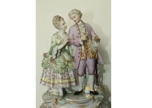 Gran pareja de figuras de Meissen en ropa rococó August Ringler alrededor de 1860-1924 - Imagen 1 de 12