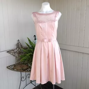 Review Womens Fit & Flare Dress Size 8 Pink Lace Pleated Rockabilly Wedding - Bild 1 von 15