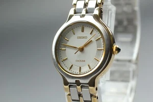 1998 N MINT Seiko Exceline 4N21-0430 Two-Tone Round Quartz Womens Watch JAPAN - Picture 1 of 10